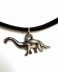 Colier tip choker cu pandantiv Diplodocus metalic pe şnur imitaţie piele întoarsă negru